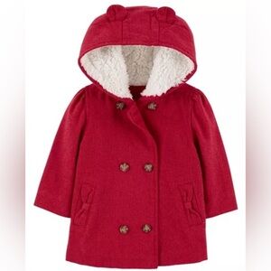 Carter's Red Bear Pea Coat with Hood